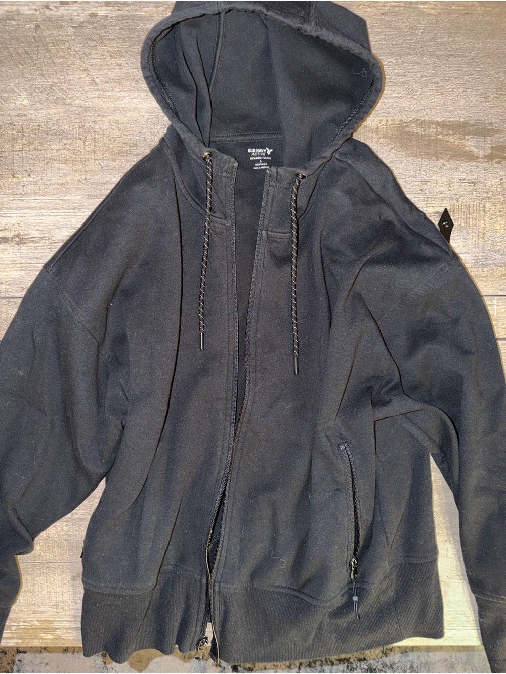 Old Navy Men's Black Zip-Up Hooded Jacket